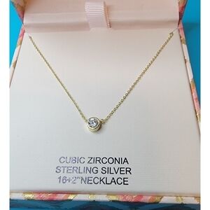 New Rachel Zoe Cubic Zirconia Sterling Silver Necklace